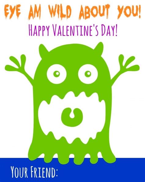 Cute Monster Valentines With Free Printables Just A Girl And Her Blog