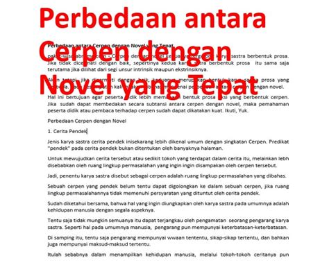 Perbedaan antara Cerpen dengan Novel yang Tepat