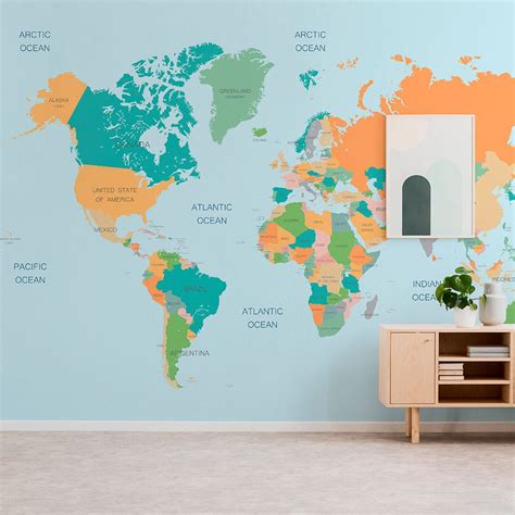 World Map No 2 Wall Mural Print 41 Orchard