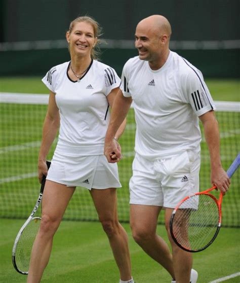 Andre And Steffi At Wimbledon Playing A Mixed Doubles Exhibition Match