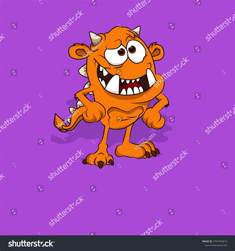 Orange Monster Character Vector Illustration Stock Vector Royalty Free