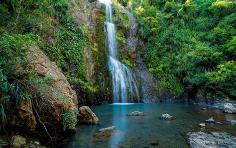 4k 5k Kitekite Falls New Zealand Waterfalls Stones Crag Hd