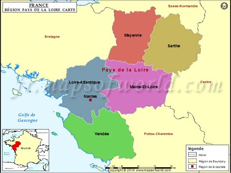 Carte Du Pays De La Loire Départements Les Grandes Villes En Pays De