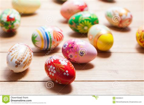 Colorful Hand Painted Easter Eggs On Wood Unique Handmade Vintage