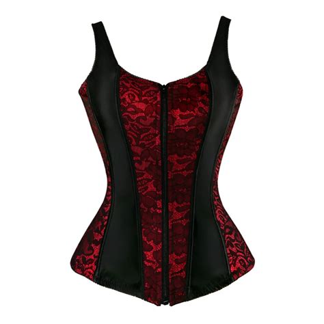 S 6xl Vintage Vest Tops Corset Bustier Red And Black Corset With Straps