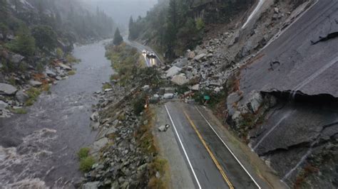 Drone Video Shows Aftermath Of Landslide On California Highway