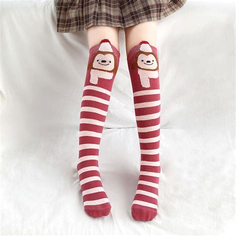 Casual Socks Women Socks And Hosiery High Elasticity Girl Cotton Knee High Socks Uniform Cartoon