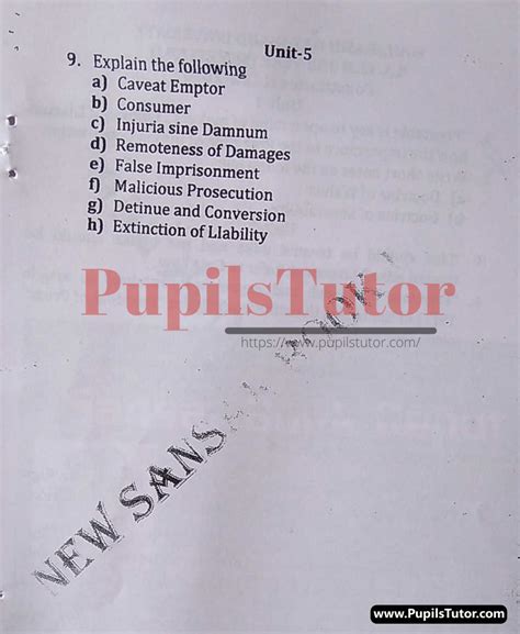 Mdu Ll B St Semester Law Of Torts Question Paper Paper Code