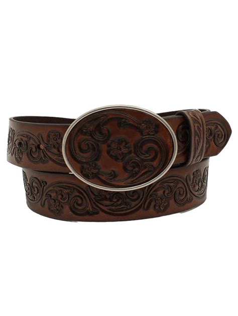 Ariat Womens Flower Tooled Brown Belt