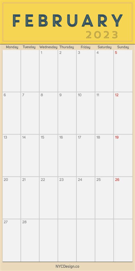 2023 February Monthly Calendar Planner Printable Free Monday