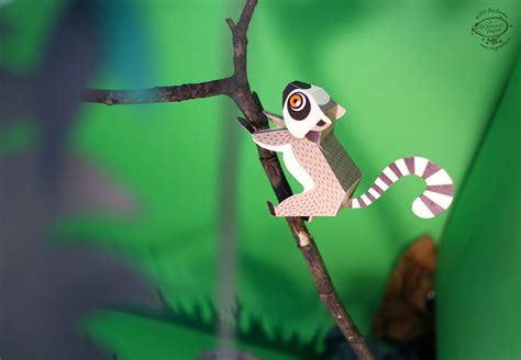 Mini Lemur Educational Diy Paper Craft Kit Endangered Wildlife Series