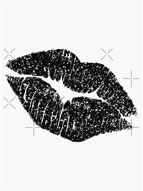 Glitter Lips Black Sticker For Sale By Myheadisaprison Redbubble