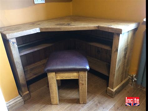 Rustic Plank Open Corner Desk Incite Interiors