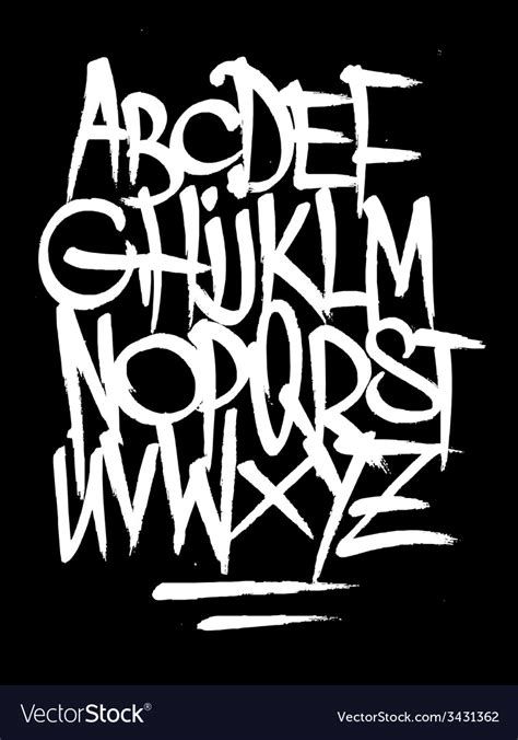 Hand Style Graffiti Font Alphabet Royalty Free Vector Image