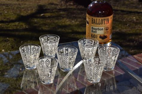 7 Vintage Mid Century Double Shot Glasses Set Of 7 Vintage Whiskey Tequila Glasses 3 Oz