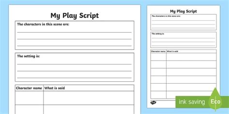 Free Play Script Writing Templates Learning Resource