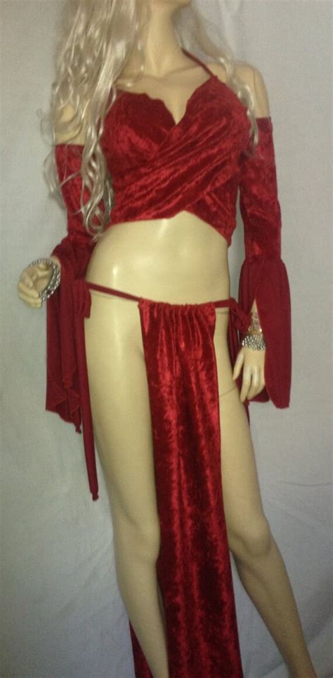 Items Similar To Red Velvet Sexy Goddess Princess Silks Long Gown Gorean Kajira Slave Costume