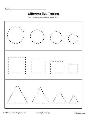 tracing  size shapes circle square triangle shape tracing