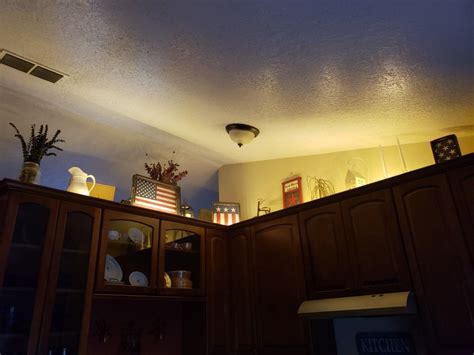 Rope Lights Above Cabinets In Kitchen