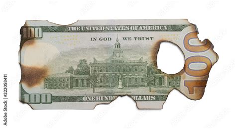 Burned Hundred Dollar Bill Backside Stock Photo Adobe Stock