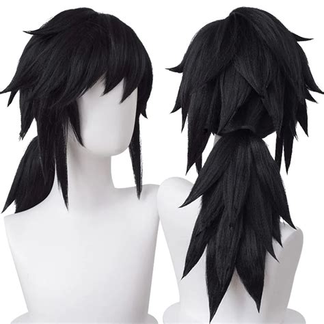 Buy Sl Anime Black Cosplay Wigs With Pigtails For Tomioka Giyuu Demon