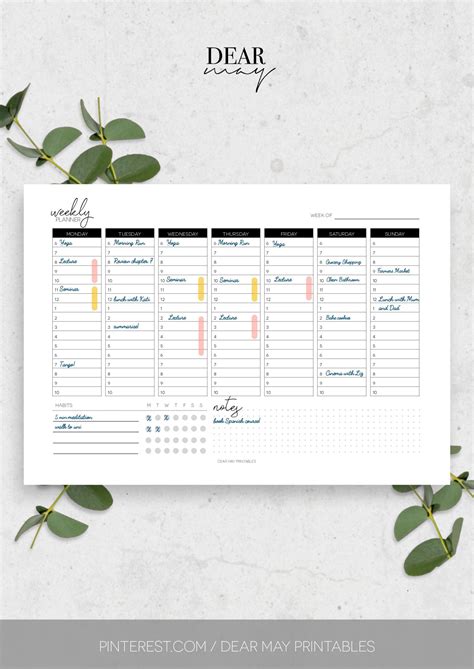 Weekly Planner Weekly Schedule Hourly Planner Printable | Etsy | Weekly schedule planner, Weekly ...