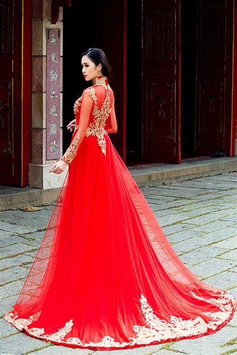 Beautiful Red Custom Tailored Wedding Ao Dai Traditional Etsy The Dress Đám Cưới đỏ Váy Dạ