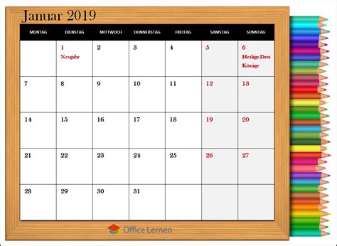 Leerer kalender für den druck januar 2021. PowerPoint: Kostenlose Kalendervorlagen 2019 - Office-Lernen.com