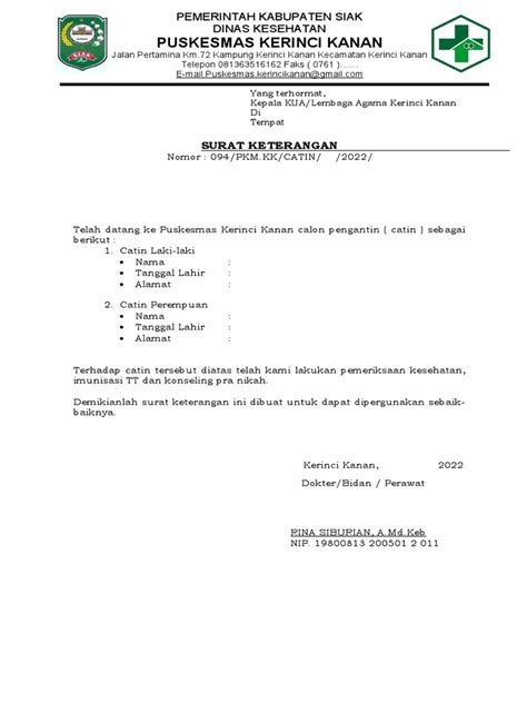 Surat Keterangan Catin 2021 Pdf