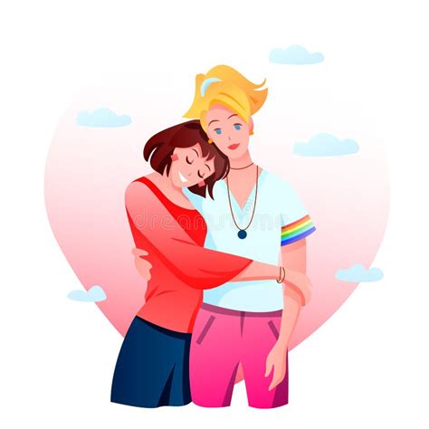 lesbian couple lgbt vector illustration cartoon flat happy homosexual lovers romantic girls