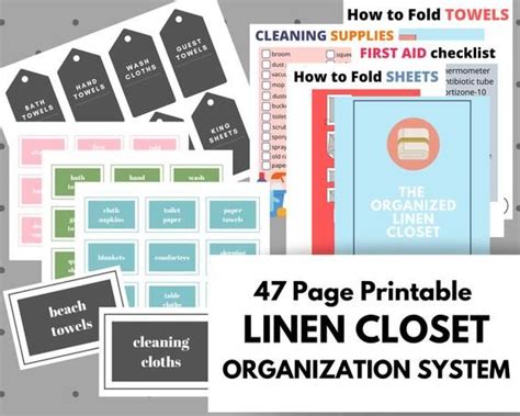 Linen Closet Organization System Linen Closet Labels Printable Digital