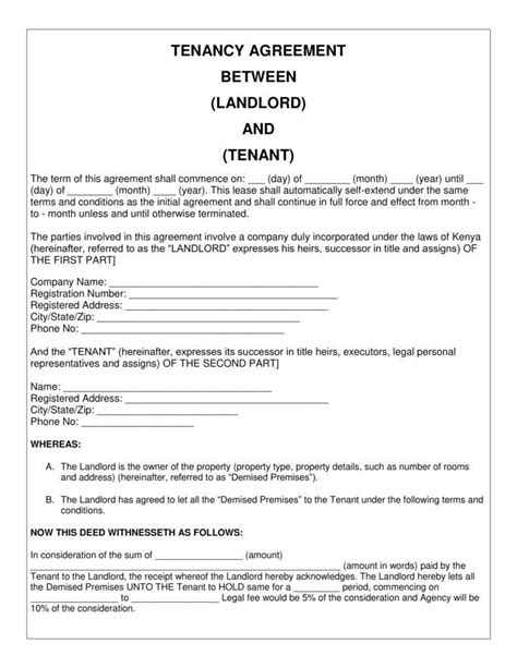 Room rental agreement is a document where in the tenant will agree on the terms and conditions of room owner. Simple Tenancy Agreement Templates Pdf Free Premium ...