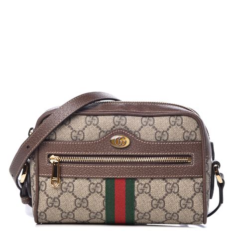 Gucci Gg Supreme Monogram Web Mini Ophidia Shoulder Bag Brown 330331