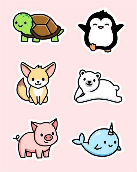 Cute Animal Sticker Pack 1 Sticker By Littlemandyart In 2021 Cute