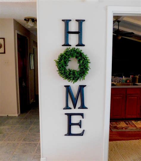 Home Sign Home Letters With Wreath Farmhouse Home Sign Etsy Home