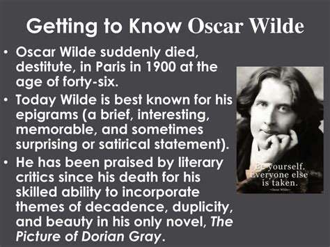 Ppt A Brief Introduction To Oscar Wilde And The Picture Of Dorian