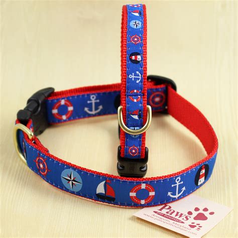 Coastal Nautical Dog Collars Classic Designer Dog Collars