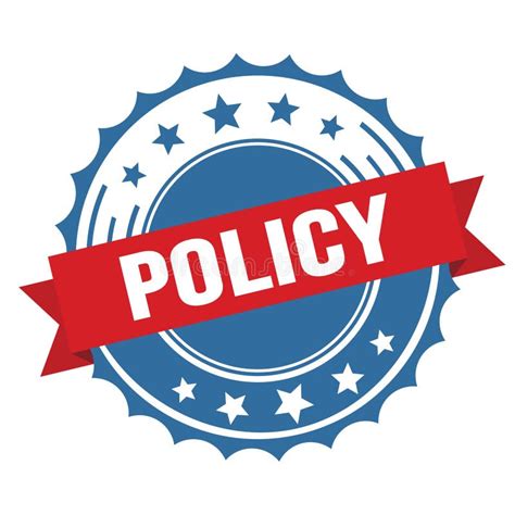 Policy Text On Red Blue Ribbon Stamp Stock Illustration Illustration