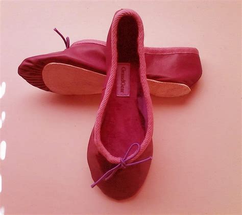 Deep Cherry Red Leather Ballet Shoes Full Sole Adult Sizes Etsy