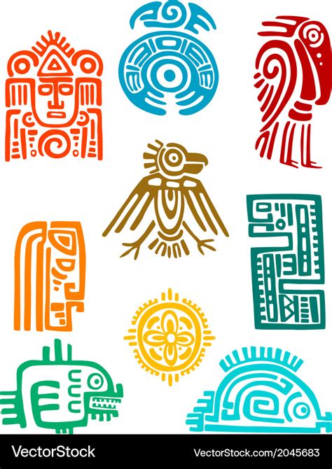 Ancient Maya Elements And Symbols Royalty Free Vector Image