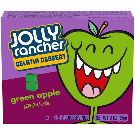 Jolly Rancher Green Apple Gelatin Dessert Mix 3 Oz Box