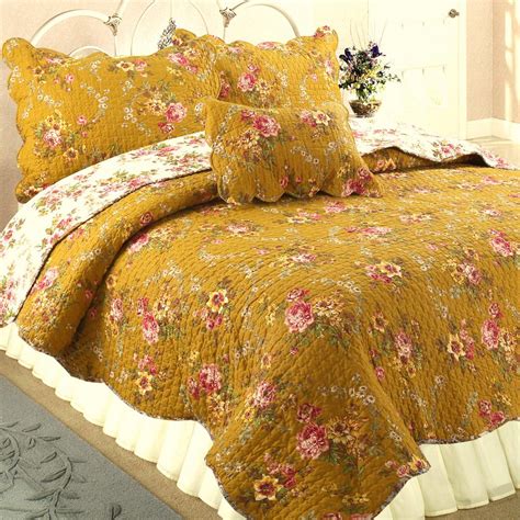 Cozy Line Home Fashions Vintage Floral Blooms Chintz Piece Mustard