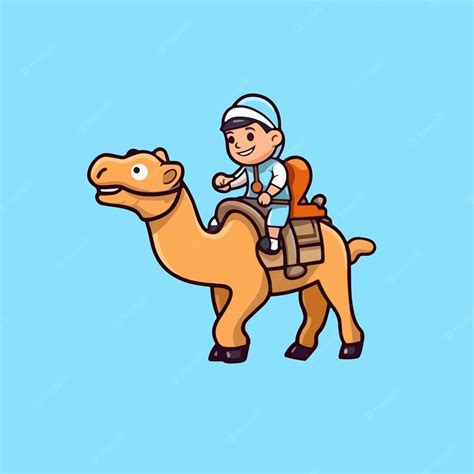 Premium Vector Boy Riding A Camel Cartoon Character