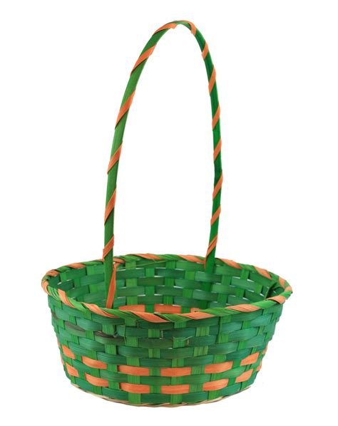 Large Bamboo Easter Basket With Wrapped Handle Green