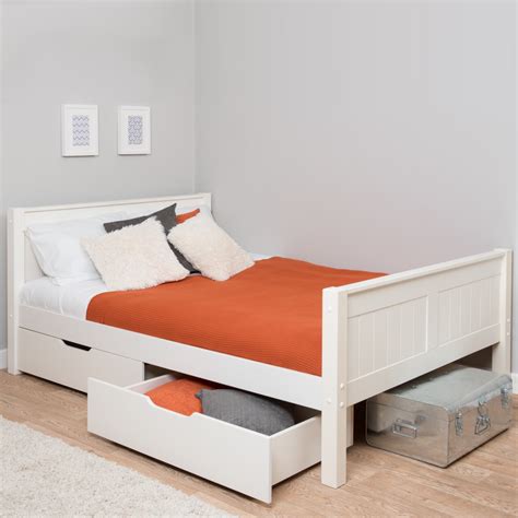 Small Double White Bed With Storage Vlr Eng Br