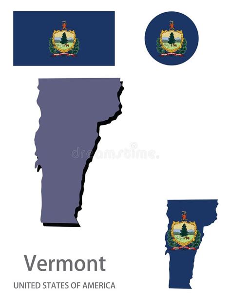 Flag And Silhouette State Of Vermont Vector Stock Vector Illustration