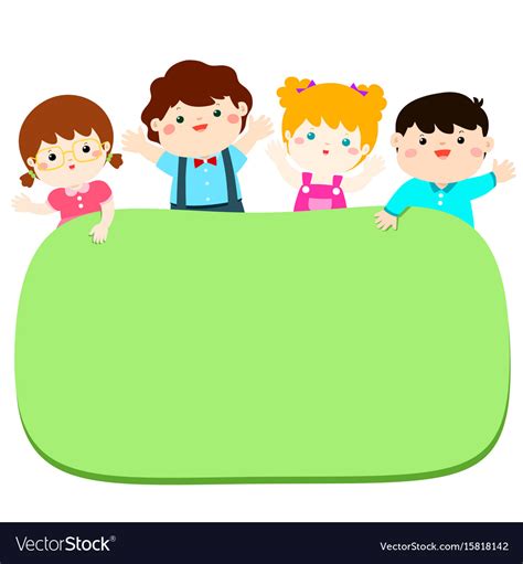 Border Template With Happy Kids Royalty Free Vector Image