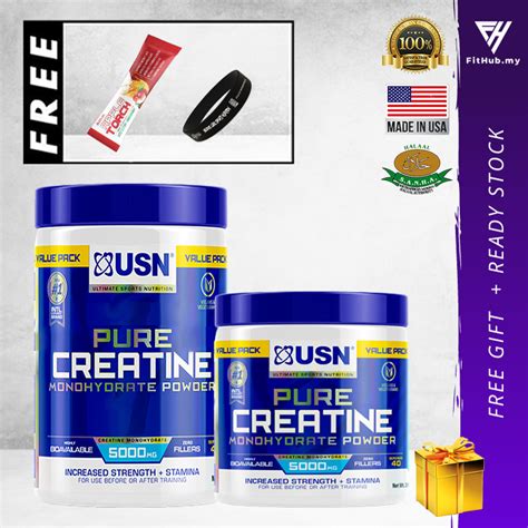 Usn Pure Creatine Monohydrate 410g 82 Servings Unflavoured Micronized Powder Halal Creatine