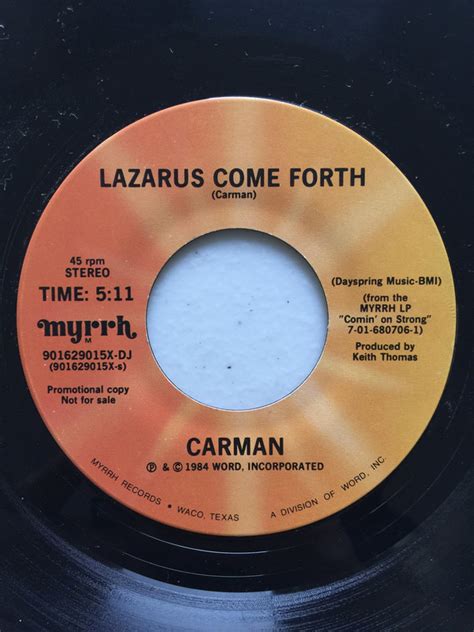 Lazarus, raised from the dead. Carmen Grillo - Lazarus Come Forth (Vinyl) | Discogs