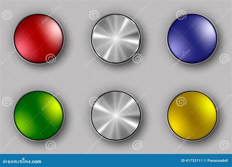 Colored And Metallic Buttons Stock Vector Illustration Of Metal